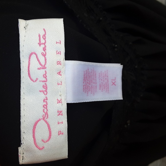 Oscar de la Renta pink label black slip nightgown size extra large - Picture 5 of 9